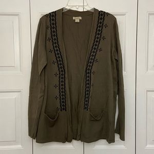 Lucky Brand, Embroidered Open-front Cardigan, Size XL